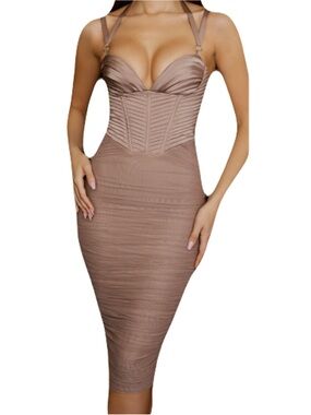 nalita vintage cream embellished strapless dress Rent House of CB Ecru Dress US 6